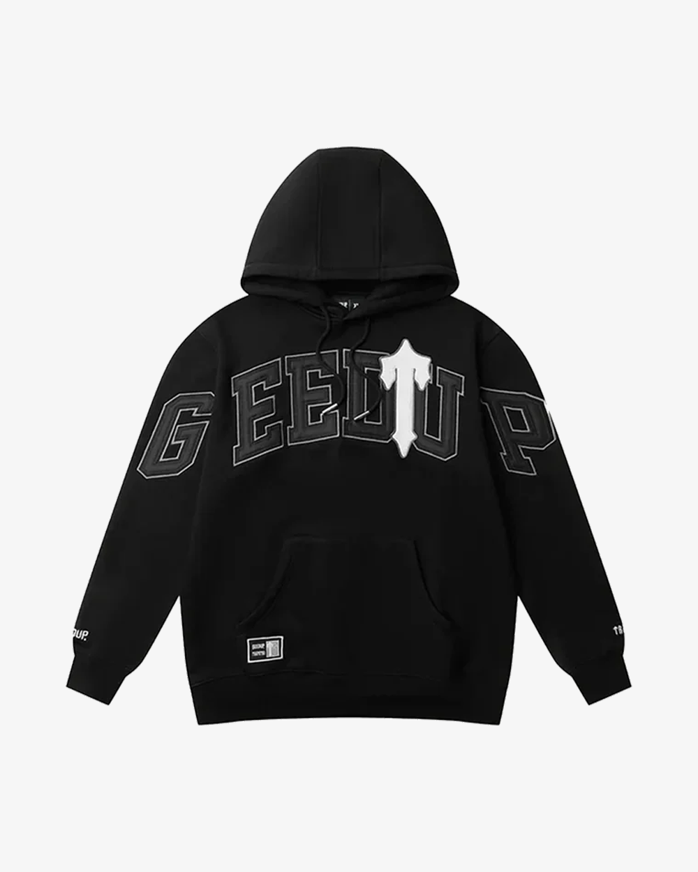GEEDUP X TRAPSTAR X IRONGATE TEAM LOGO BLACK WHITE HOODIE