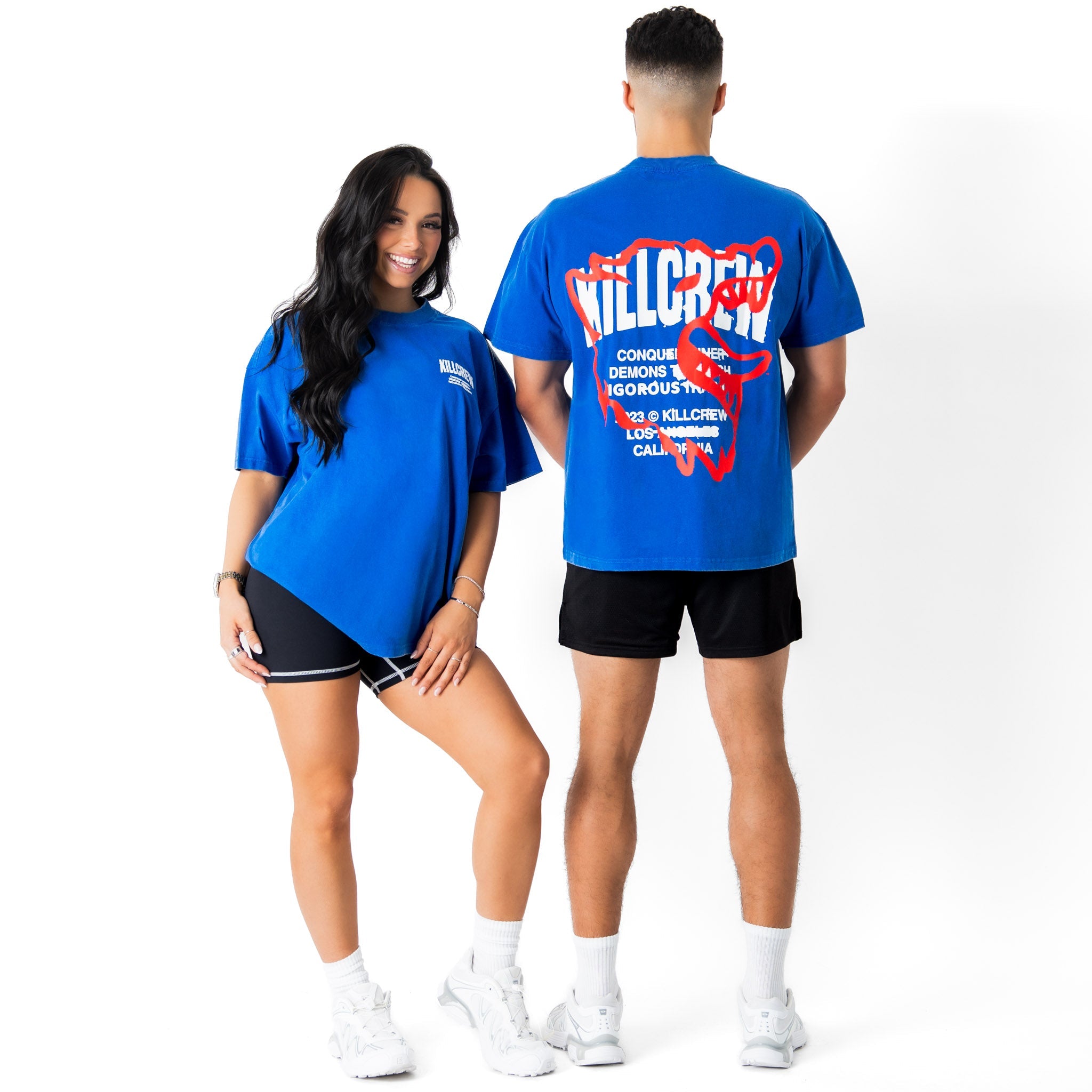 RELAXED FIT LUX CONQUER INNER DEMONS T-SHIRT - BLUE / RED