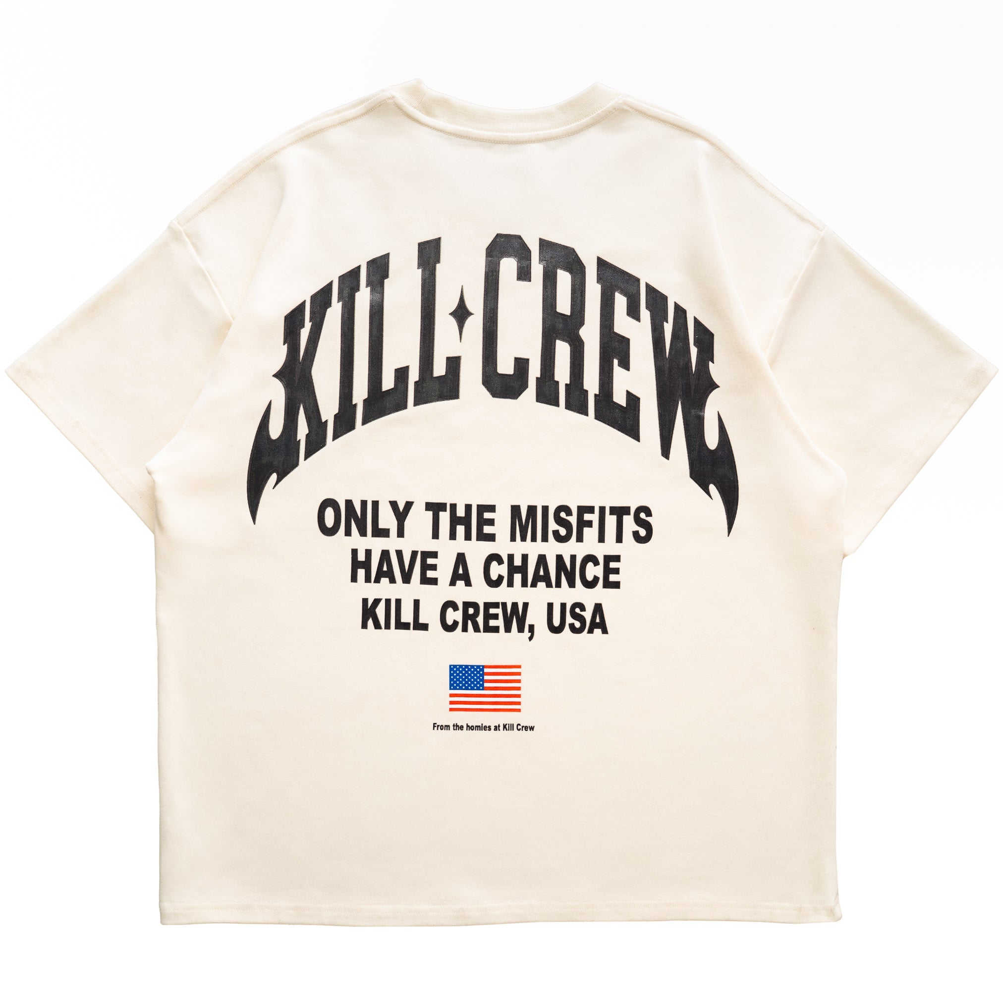 RELAXED FIT NATURAL COTTON CHROME T-SHIRT - CREAM