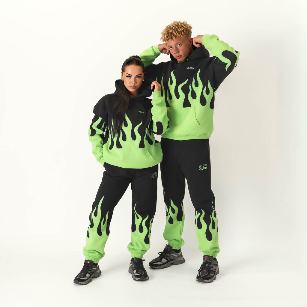 OVERSIZED PREMIUM HEATER HOODIE - BLACK / GREEN