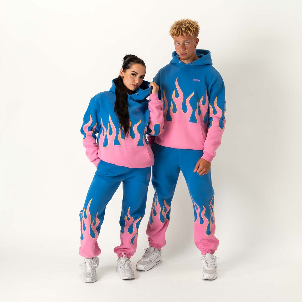 OVERSIZED PREMIUM HEATER HOODIE - BLUE / PINK