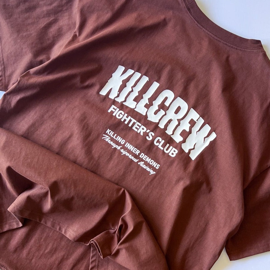 RELAXED FIT RIGOROUS TRAINING T-SHIRT - BROWN / WHITE