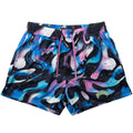 MUAY THAI SHORTS (MID THIGH CUT) RETRO - PURPLE WAVE